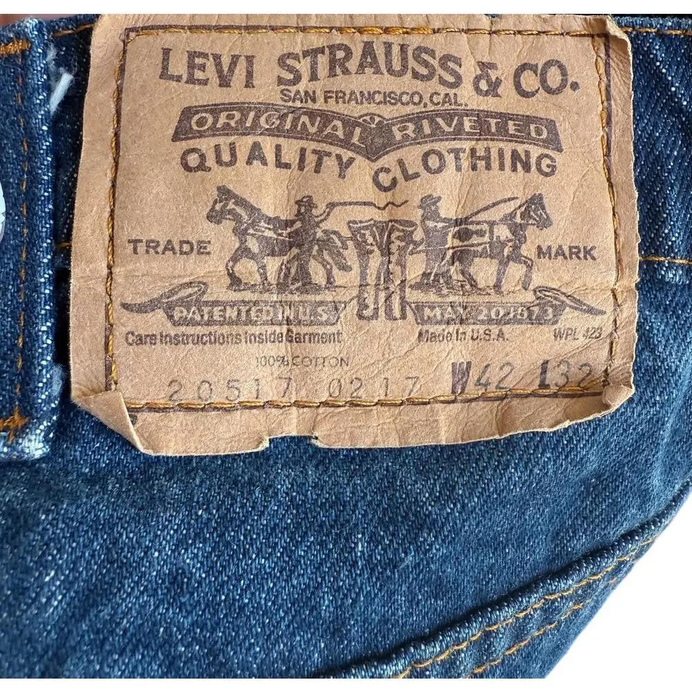 VTG Levis 517 Jeans Mens 37x28 Dark Wash Blue Denim Orange Tag 80s